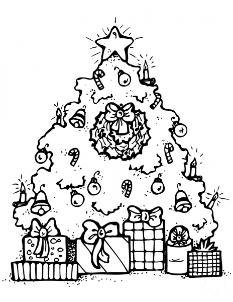 Christmas Tree coloring page image