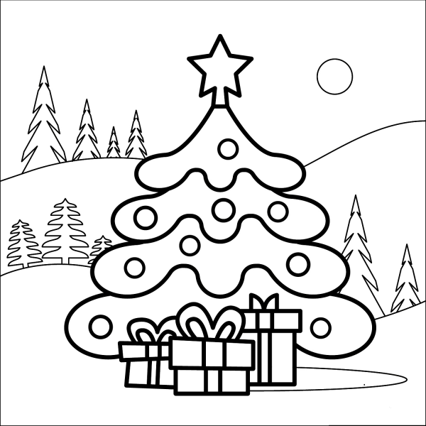 Christmas Tree coloring page image