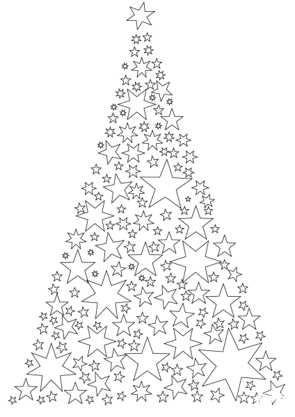 Christmas Tree Made of Stars coloring page image