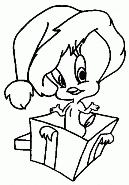 Christmas Tweety coloring page image