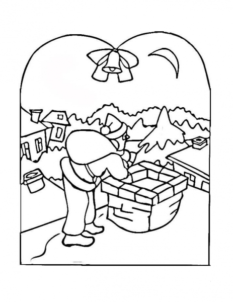 Christmas Village Scene coloring page image