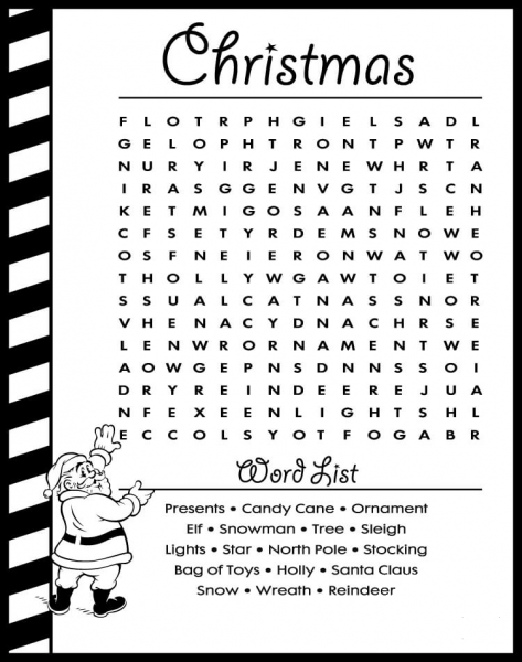 Christmas Word Search Puzzle (Learn English) coloring page image