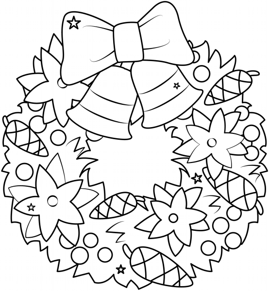 Christmas Wreath coloring page image