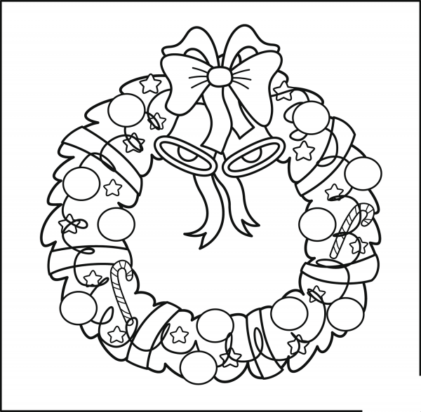 Christmas Wreath coloring page image