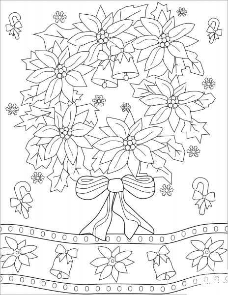 Christmas Wreath coloring page image