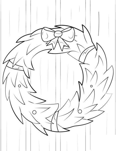 Christmas Wreath coloring page image