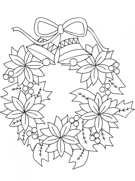 Christmas Wreath coloring page image