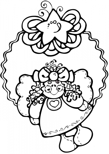 Christmas Wreath with Angel coloring page image