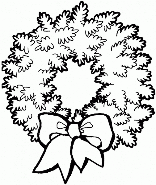 Christmas Wreath with Bow coloring page image