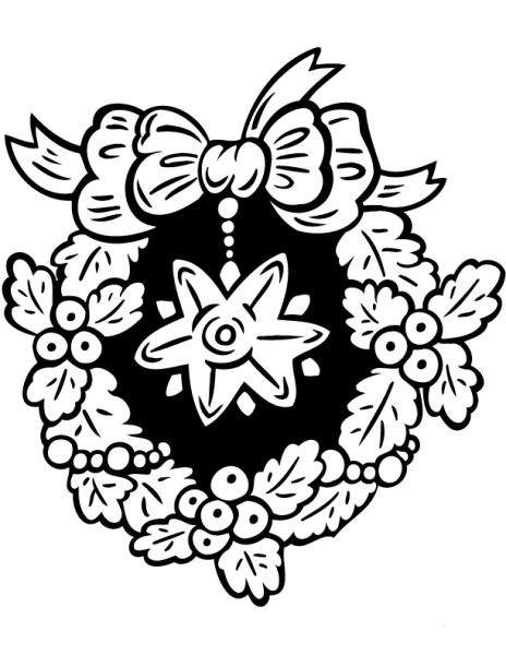 Christmas Wreath with Star coloring page image