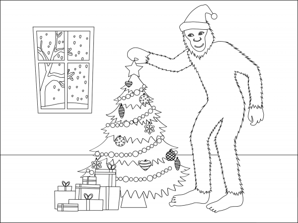 Christmas Yeti coloring page image