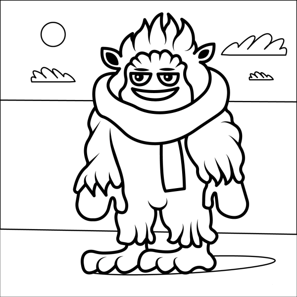 Christmas Yeti coloring page image