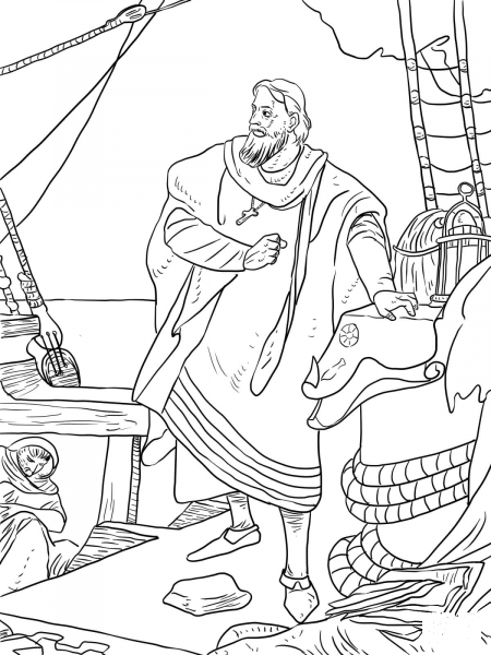 Christopher Columbus on the Santa Maria coloring page image