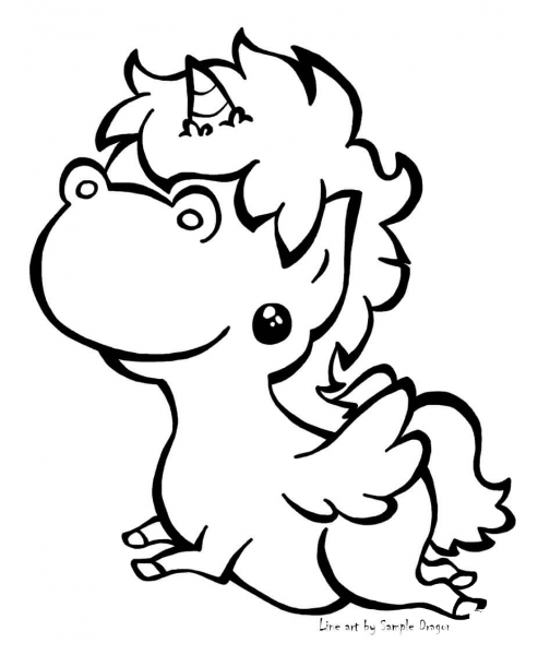 Chunky Unicorn coloring page image
