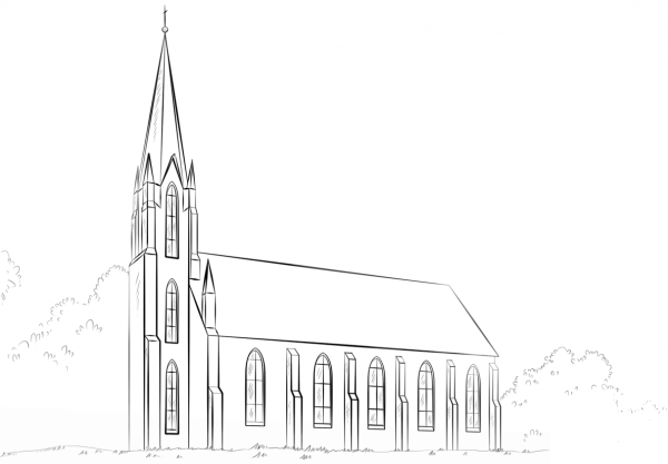 Church coloring page image
