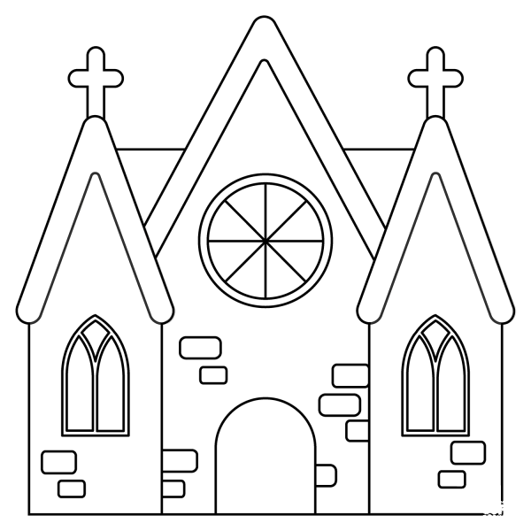 Church Emoji coloring page image