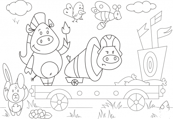 Cicrus Show by Funny Pigs coloring page image
