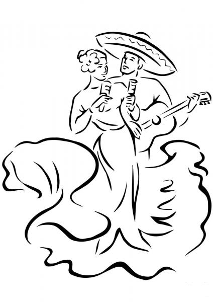 Cinco de Mayo Traditional Dances coloring page image