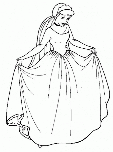 Cinderella And Her Beautiful Gown  coloring page image