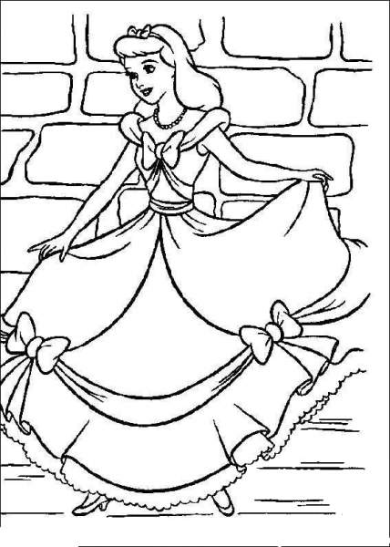 Cinderella And Her Party Gown  coloring page image