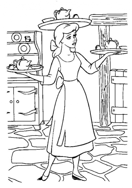 Cinderella Has A Lots Of Things To Do  coloring page image