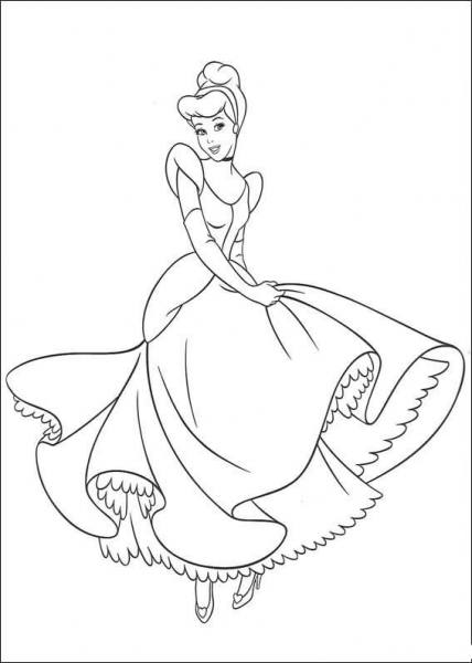 Cinderella Is Dancing In The Party  coloring page image