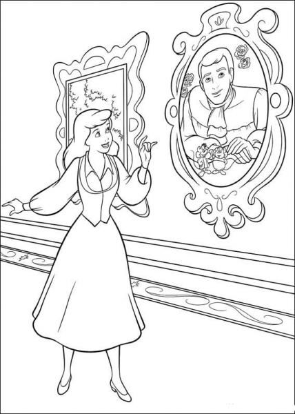 Cinderella Likes The Prince  coloring page image