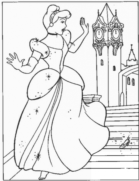 Cinderella Lost Her Shoe coloring page image