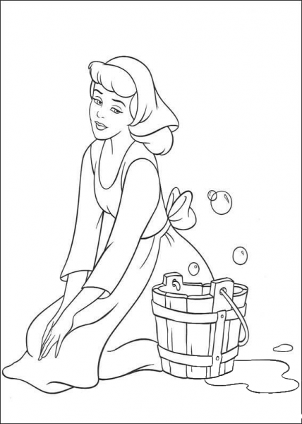 Cinderella Must Clean The House  coloring page image