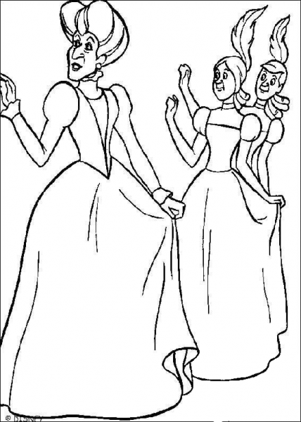 Cinderella’s Stepmother And Sisters  coloring page image