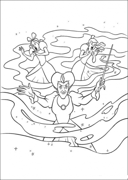 Cinderella’s Stepmother Is Holding The Magic Stick  coloring page image