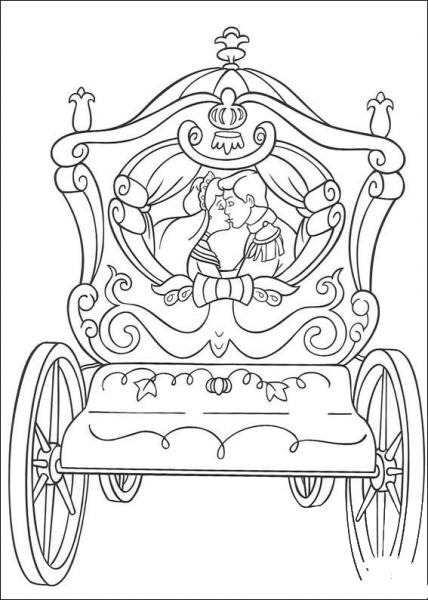 Cinderella’s Wedding Cart  coloring page image