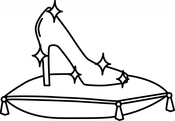 Cinderella shoe coloring page image