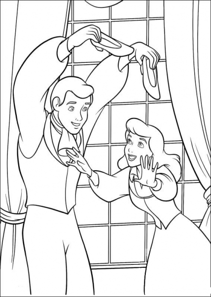 Cinderella Try To Catch Her Shoes  coloring page image