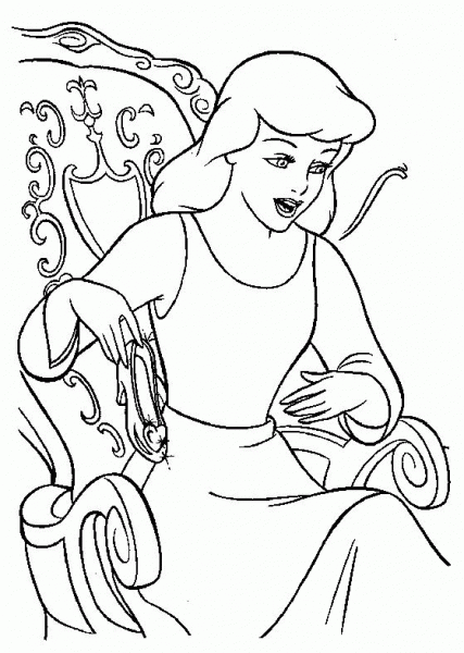 Cinderella Will Try Her Shoe  coloring page image