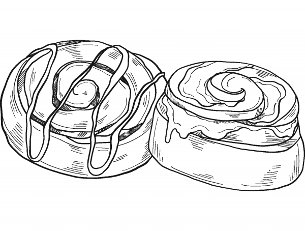 Cinnamon Rolls coloring page image