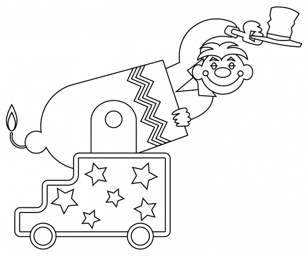 Circus Cannon coloring page image