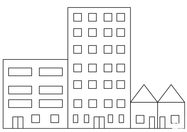 City Buildings coloring page image