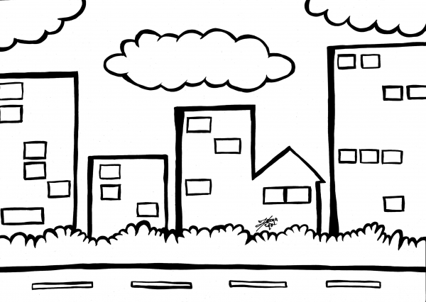 City coloring page image