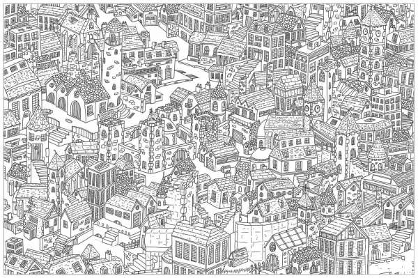 City Doodle coloring page image