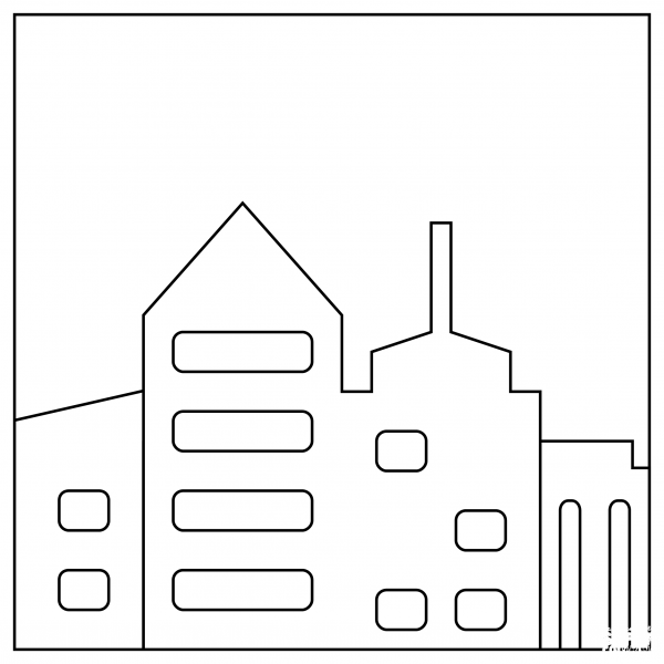 Cityscape at Dusk coloring page image