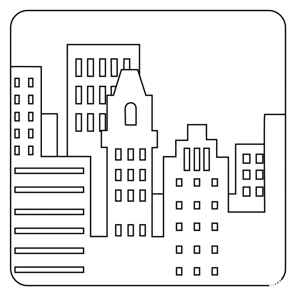 Cityscape at Dusk Emoji coloring page image