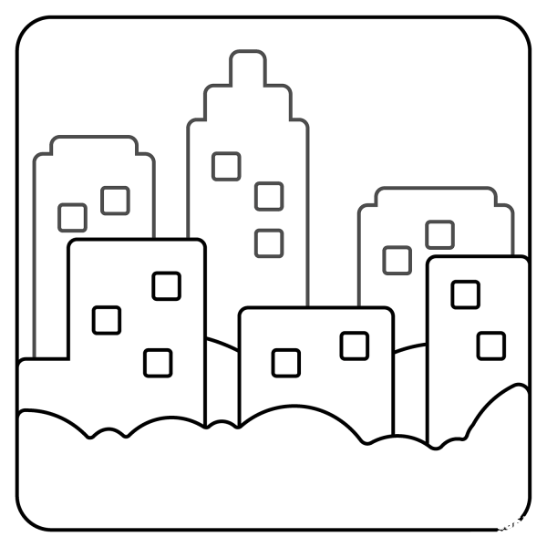 Cityscape at Dusk Emoji coloring page image