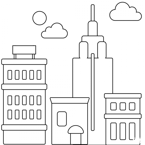 Cityscape Emoji coloring page image