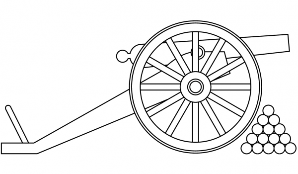 Civil War Cannon coloring page image