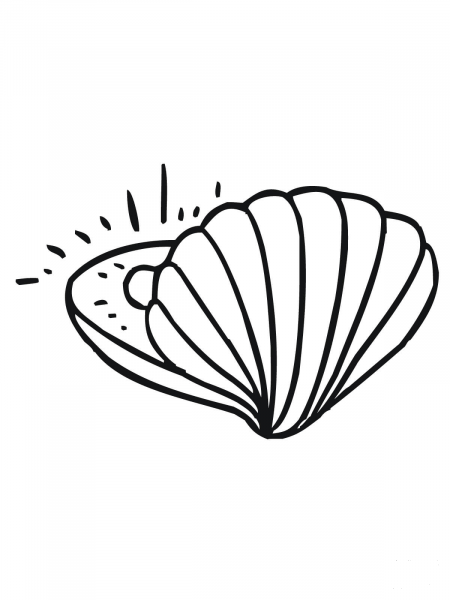 Clam with Pearl coloring page image