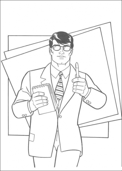 Clark Kent is a journalist for the Daily Planet, a Metropolis newspaper coloring page image