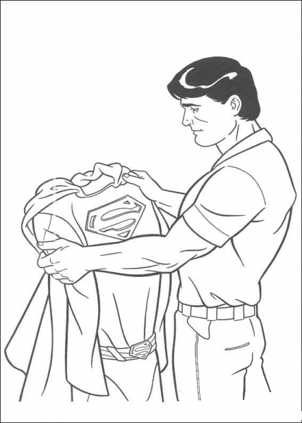Clark Kent Is Holding His Superman Costume  coloring page image