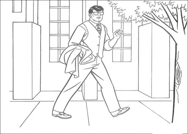 Clark Kent Is Walking to work coloring page image