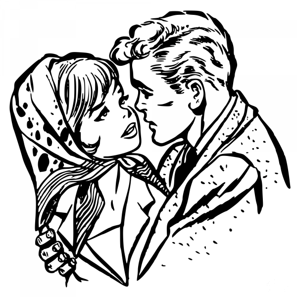 Classic Couple Hugs coloring page image